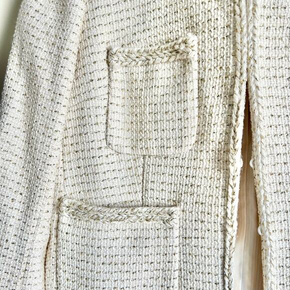 J.Crew Metallic Tweed Blazer Jacket in Off White - Size 10 ** - Picture 6 of 15
